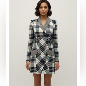 80s Vintage Sorrena Tokyo 9 Blazer Suit Dress Plaid Long Sleeve Size Small